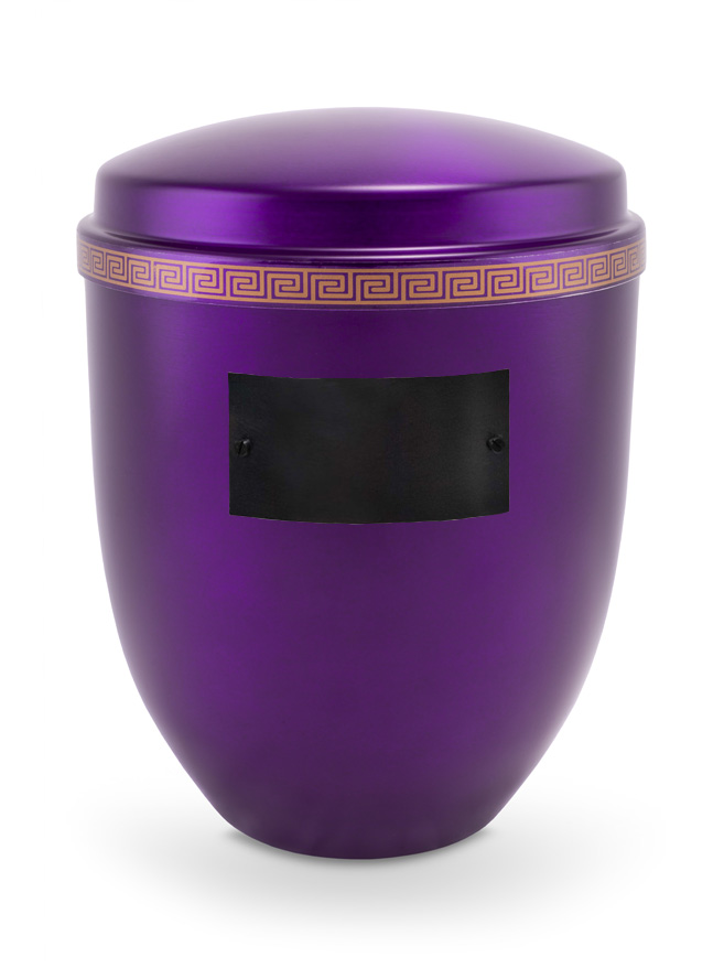 Pohřební Hlíníková urna na popel, h-klasik, hliník-fialová, štítek č. 51, 100 x 50, bez výzdoby
