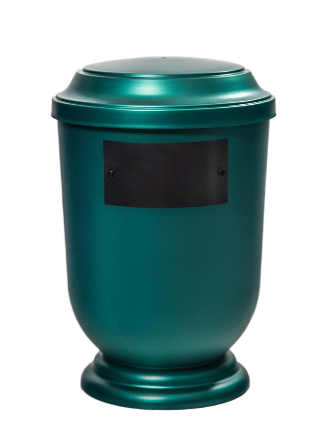 Pohřební Plastová urna na popel, oválné prohlé víčko, zelená, štítek č. 51, 100 x 50, bez výzdoby