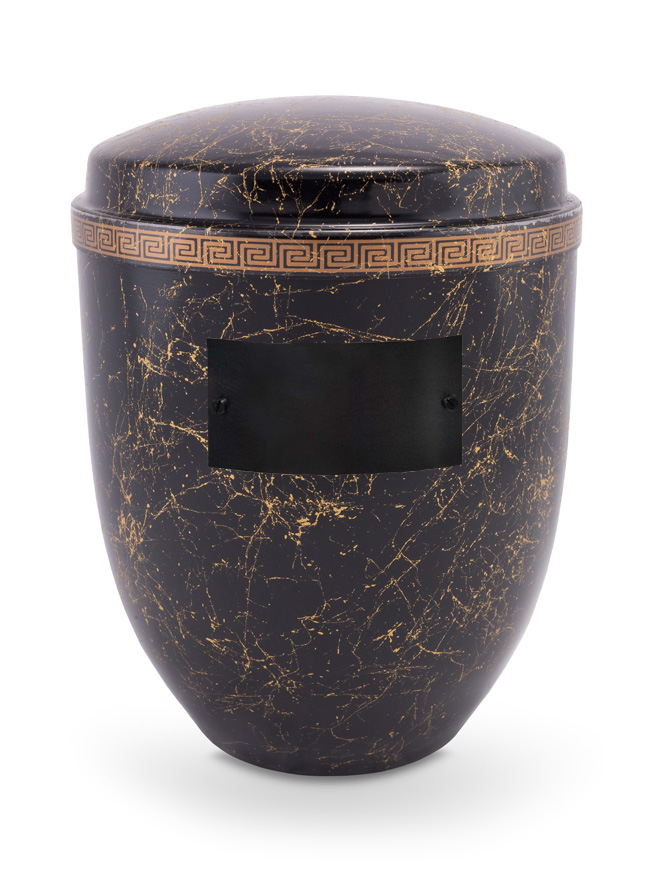 Pohřební Hlíníková urna na popel, h-klasik, černo-zlatá, štítek č. 51, 100 x 50, bez výzdoby