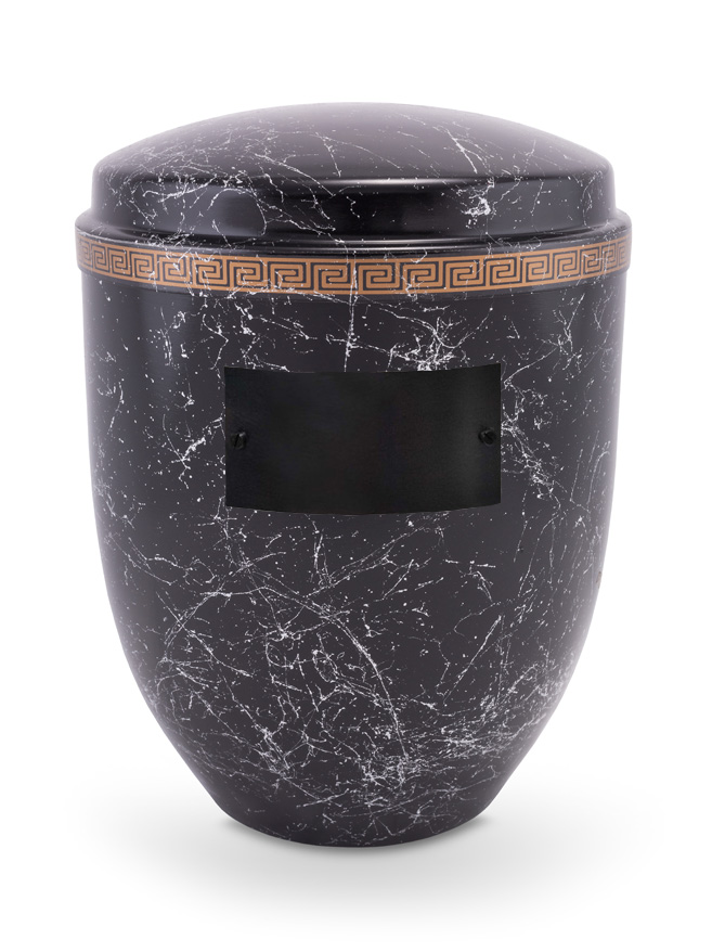 Pohřební Hlíníková urna na popel, h-klasik, černo-stříbrná, štítek č. 51, 100 x 50, bez výzdoby
