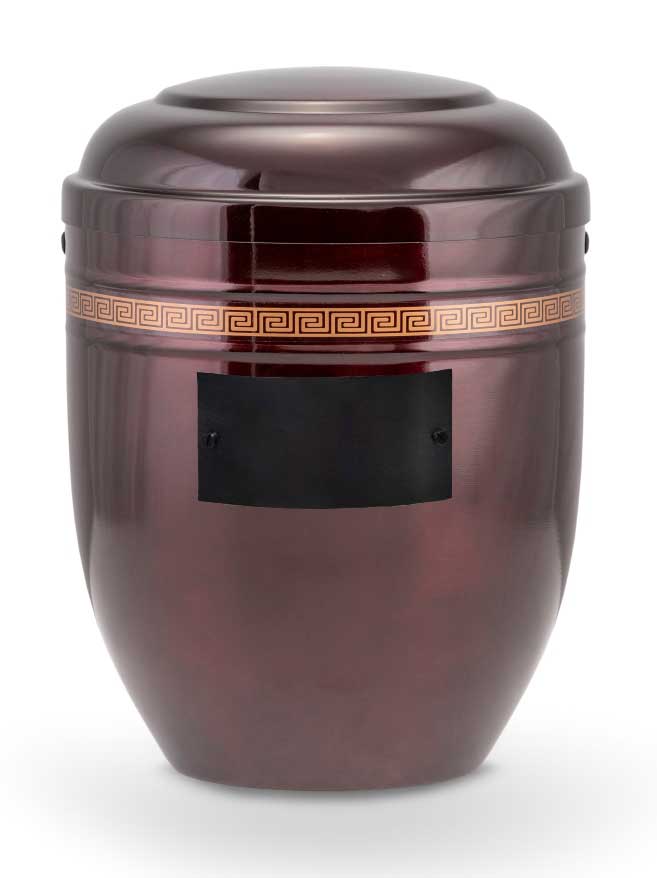Pohřební Hlíníková urna na popel, h-klasik, hliník-vínová, štítek č. 51, 100 x 50, bez výzdoby