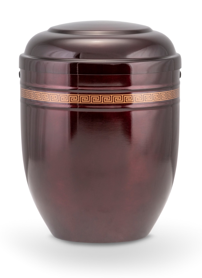 Pohřební Hlíníková urna na popel, h-klasik, hliník-vínová, bez štítku, bez výzdoby