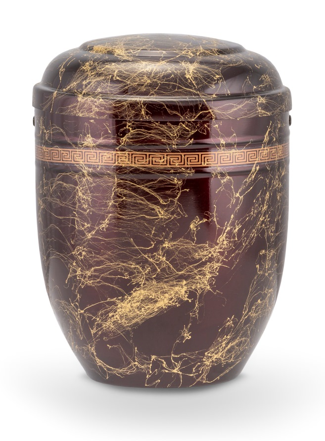 Pohřební Hlíníková urna na popel, h-klasik, hliník-vínově-zlatá, bez štítku, bez výzdoby