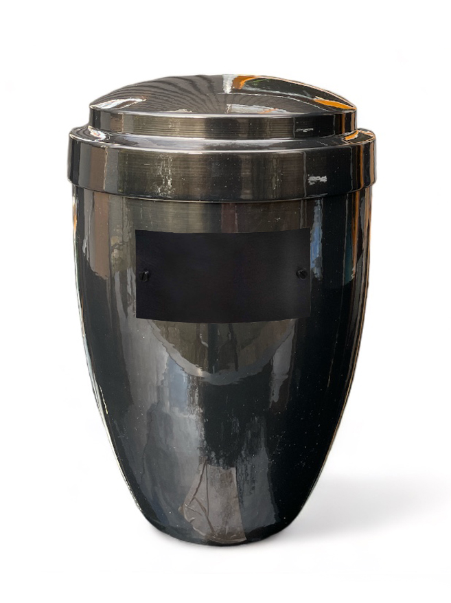 Pohřební Kovová urna na popel, klasik, hliník-černá, štítek č. 51, 100 x 50, bez výzdoby