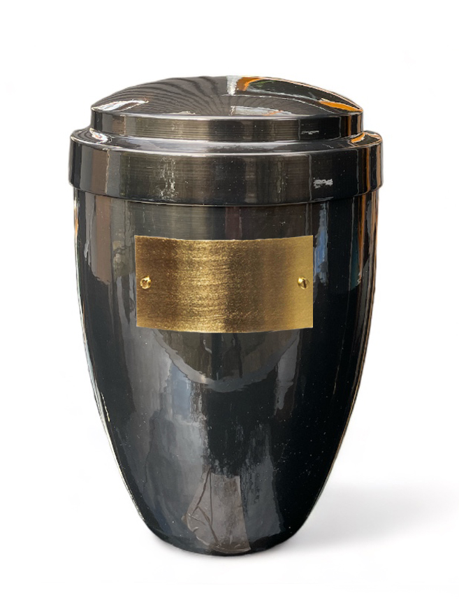 Pohřební Kovová urna na popel, klasik, hliník-černá, štítek č. 50, 100 x 50, bez výzdoby