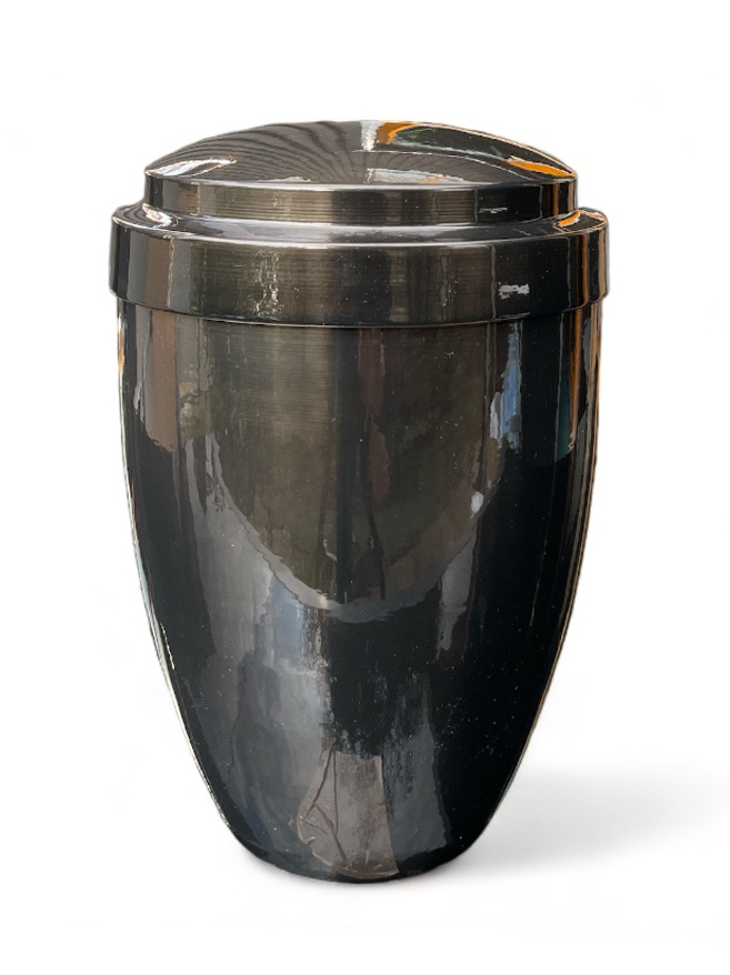 Pohřební Kovová urna na popel, klasik, hliník-černá, bez štítku, bez výzdoby