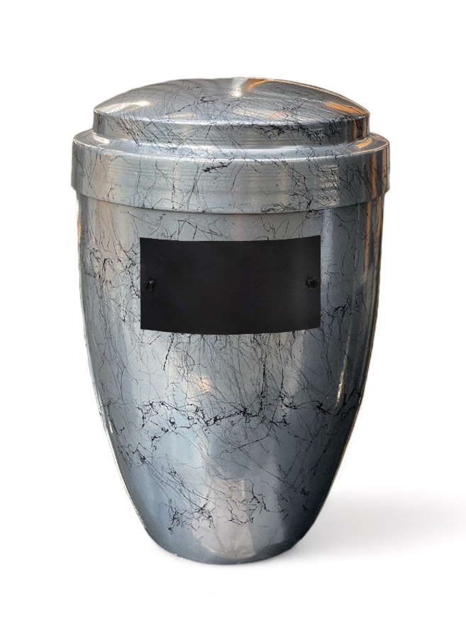 Pohřební Kovová urna na popel, klasik, černo-stříbrná, štítek č. 51, 100 x 50, bez výzdoby