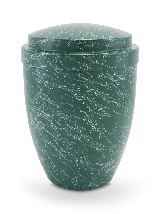 Pohřební Kovová urna na popel, klasik, zeleno-bílá, bez štítku, bez výzdoby