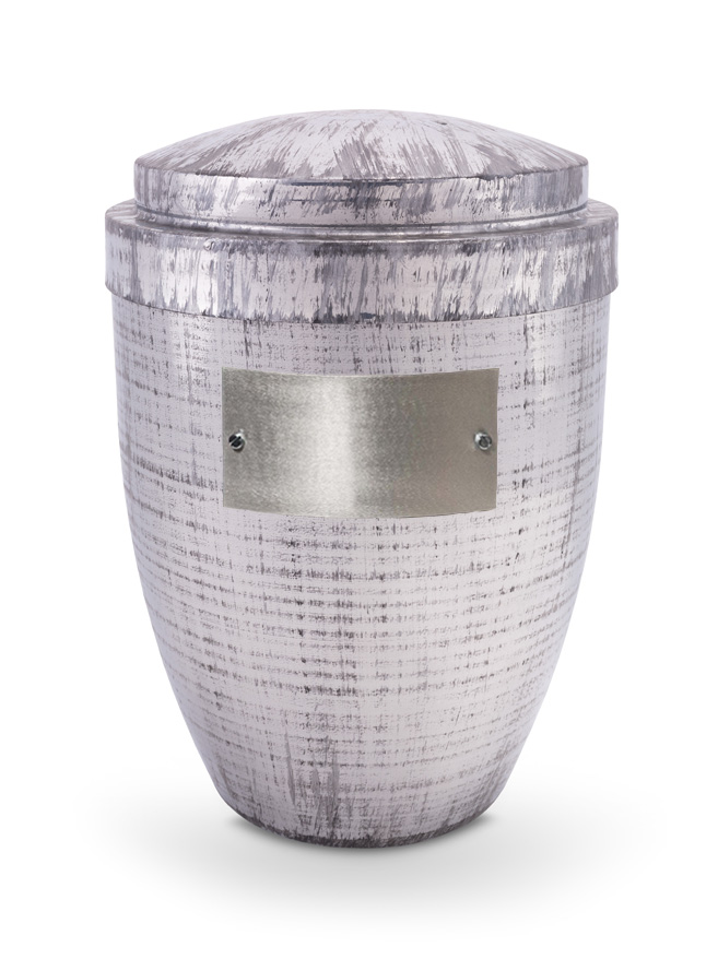 Pohřební Kovová urna na popel, klasik, bílo-stříbrná, štítek č. 52, 100 x 50, bez výzdoby