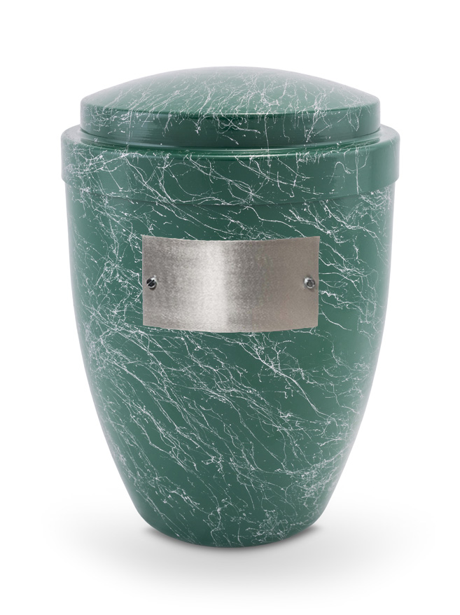 Pohřební Kovová urna na popel, klasik, zeleno-bílá, štítek č. 52, 100 x 50, bez výzdoby