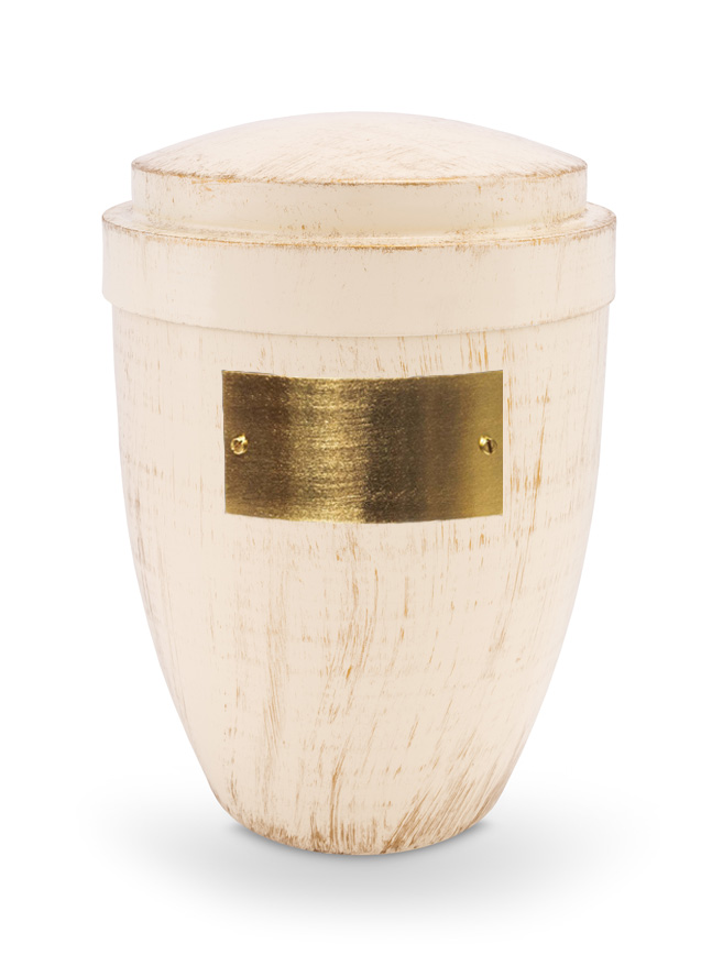 Pohřební Kovová urna na popel, klasik, krémově-zlatá, štítek č. 50, 100 x 50, bez výzdoby