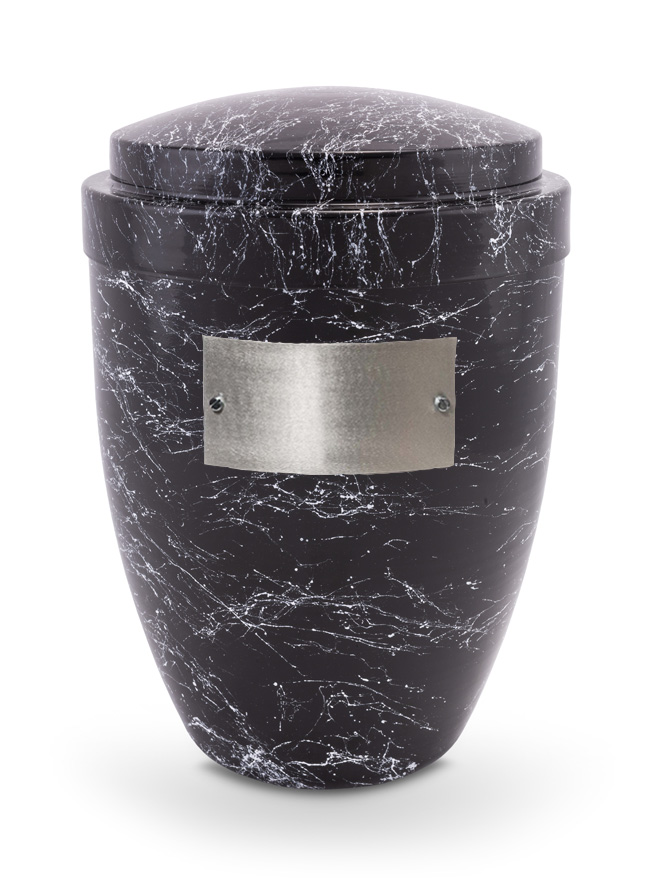 Pohřební Kovová urna na popel, klasik, černo-stříbrná, štítek č. 52, 100 x 50, bez výzdoby