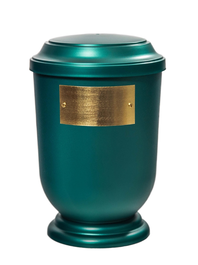 Pohřební Plastová urna na popel, oválné prohlé víčko, zelená, štítek č. 50, 100 x 50, bez výzdoby