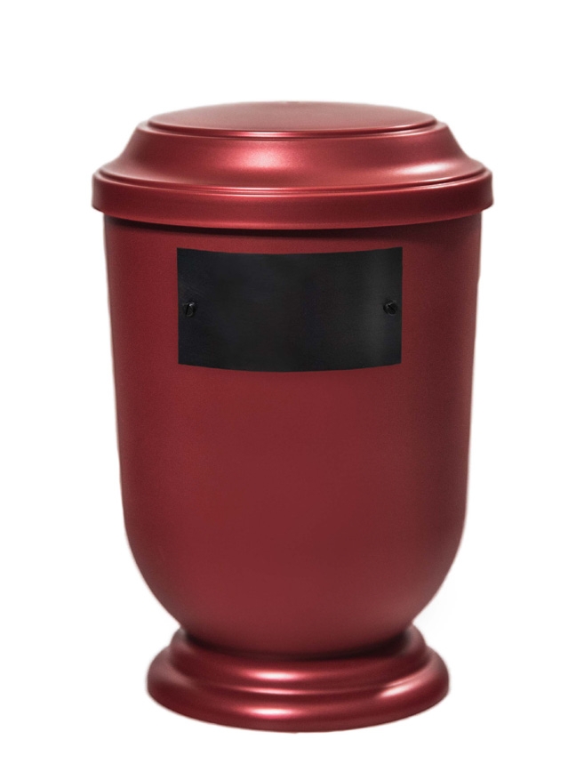 Pohřební Plastová urna na popel, oválné prohlé víčko, červená, štítek č. 51, 100 x 50, bez výzdoby
