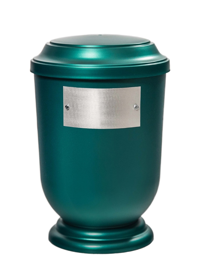 Pohřební Plastová urna na popel, oválné prohlé víčko, zelená, štítek č. 52, 100 x 50, bez výzdoby